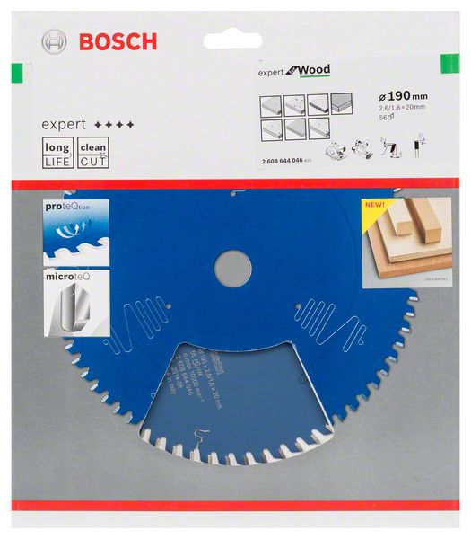 BOSCH Kreissägeblatt Expert for Wood, 190 x 20 x 2,6 mm, 56