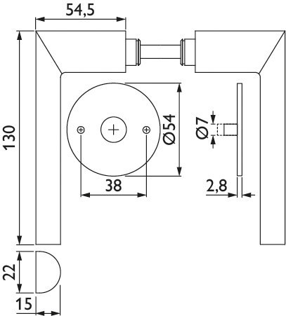 HERMAT Drückergarnitur ohne Schlüsselrosetten BASIC 13 1813/2636.FL, Edelstahl
