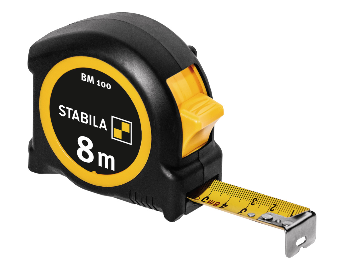 STABILA Taschenbandmaß BM 100, 8 m, metrische Skala