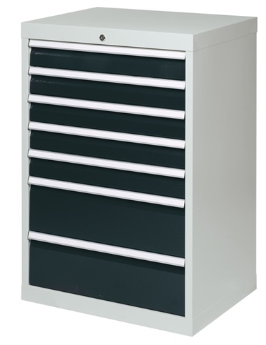 BEDRUNKA+HIRTH Schubladenschrank H1019xB680xT500mm grau/anthr. 5x100,2x200mm Schubl.Vollauszug