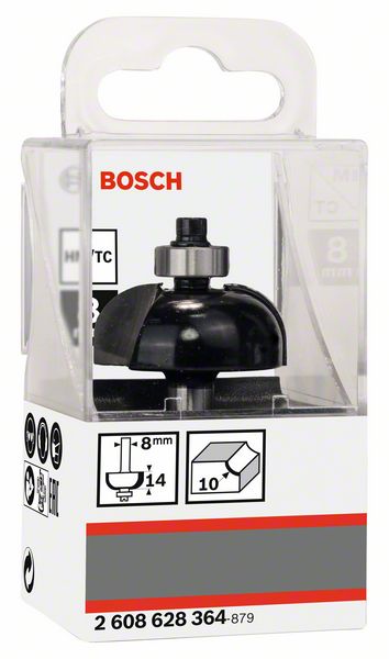 BOSCH Hohlkehlfräser, 8 mm, R1 10 mm, D 32,7 mm, L 14 mm, G 55 mm