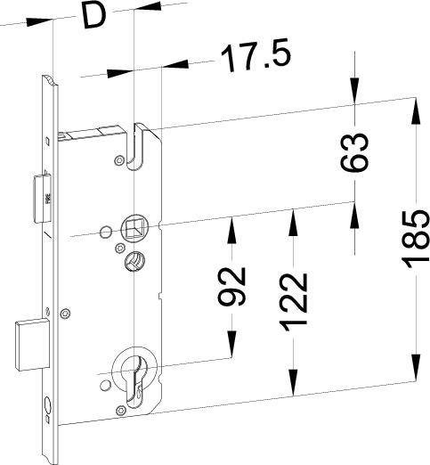 WINKHAUS Schlosskasten STV G3 SK TP3, 8/92, umstellbare Falle, Stahl