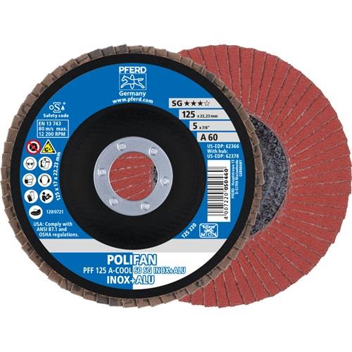 PFERD Fächerscheibe POLIFAN A-COOL SG INOX+ALU D.125mm K.60 fl.INOX/Aluminium NK