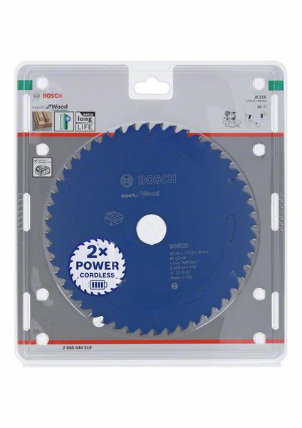 BOSCH Akku-Kreissägeblatt Expert for Wood, 216 x 1,7/1,2 x 30, 48 Zähne