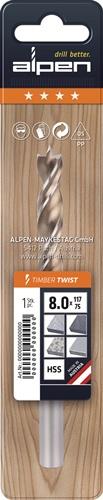 ALPEN Spiralbohrer TIMBER TWIST D.8mm Gesamt-L.117mm ALPEN