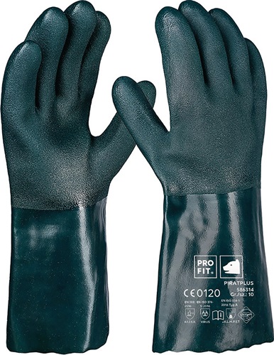 PRO FIT Chemikalienschutzhandschuh Pirat Gr.10 grün PVC EN388,EN ISO374-1 PSAIII PRO FIT