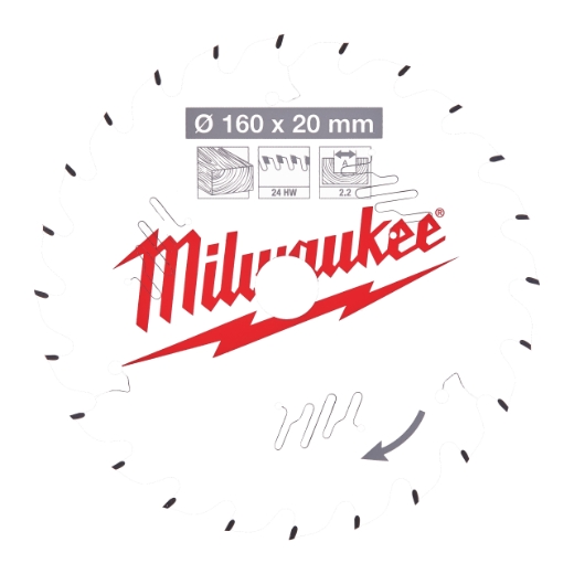 MILWAUKEE 160/20 mm Z24 Wechselzahn Kreissägeblatt Holz für Handkreissägen