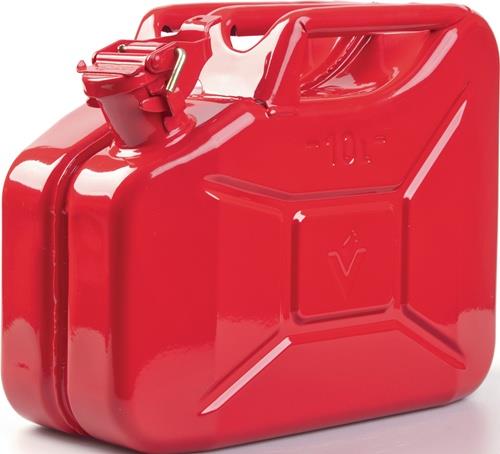 VALPRO Kraftstoffkanister 10l Feuerrot RAL 3000 Stahlbl.0,9mm L345xB165xH275mm VALPRO