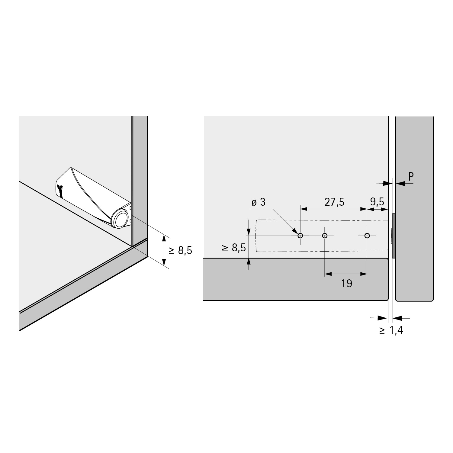 HETTICH Pin Strong, zum Anschrauben, Kurzhub, lichtgrau, 9375931
