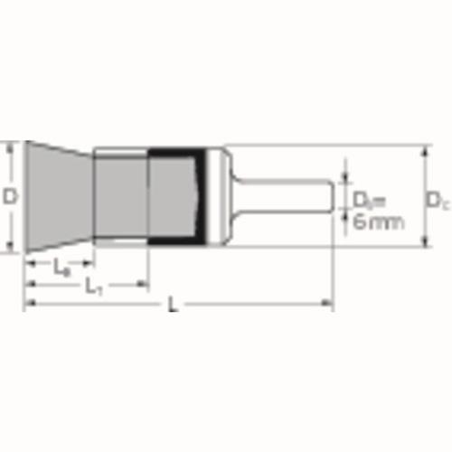 PFERD Pinselbürste PBUR ST D.20mm Schaft Drahtstärke 0,2mm STA 0,2mm