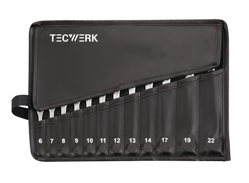 TECWERK Ringmaulschlüsselsatz 12-tlg.SW 6-22mm Form A CV-Stahl in Rolltasche TECWERK