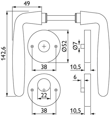 HERMAT Drückergarnitur mit Rosetten DREAM 1931/2036.K, Edelstahl