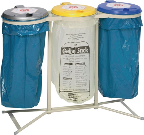 VAR Abfallsammler H980xB1200xT500mm 120l Deckel silber/gelb/blau stationär 3-f.