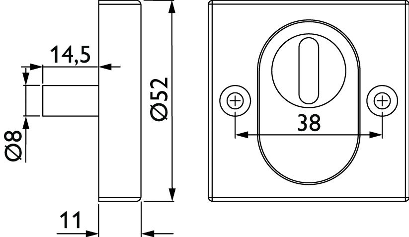 HERMAT Schutz-Schlüsselrosette 2011.KS, außen, Edelstahl