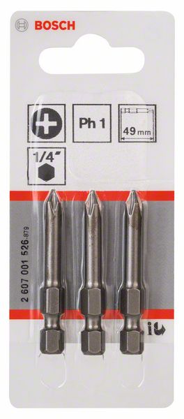 BOSCH Schrauberbit Extra-Hart PH 1, 49 mm, 3er-Pack