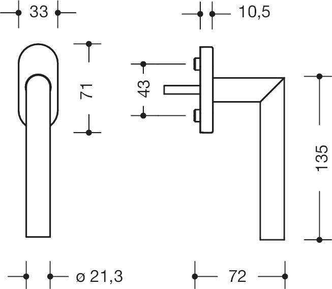 HEWI Fenstergriff 162XAFG.2, Edelstahl, 162XAFG.2