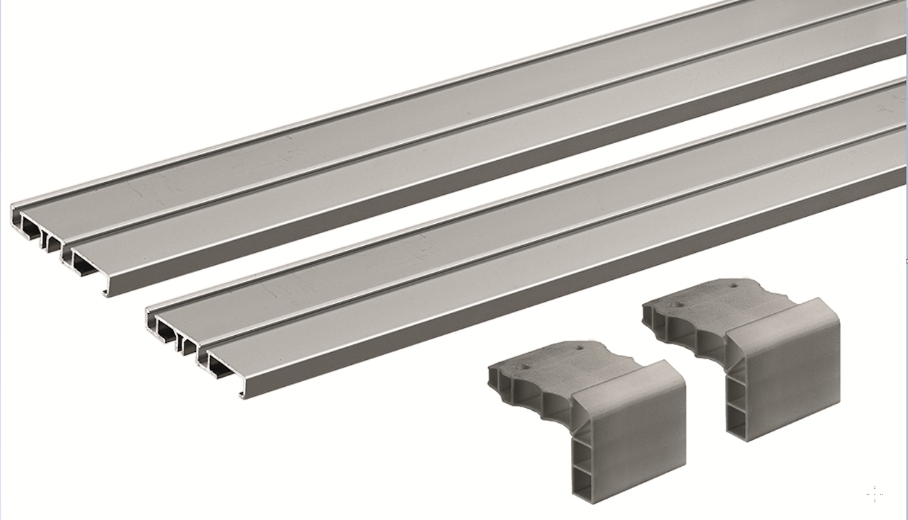 HETTICH SlideLine M Profilset: 2-bahniges Laufprofil zum Anschrauben / Ankleben, 2500 mm, 9227245