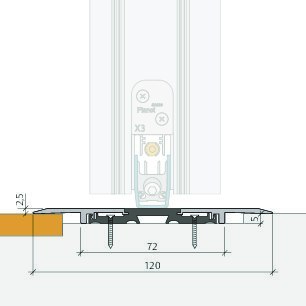 PLANET Flachschwelle F120, reduzierte Höhe, Aluminium 6.000 mm silberfarben