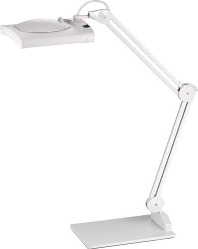 LED-Lupenleuchte Glaslinse 190,5mm (7,5 ") Tischklemme weiß Abdeckung,ecki. Kopf