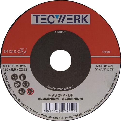 TECWERK Schruppscheibe D125xS6mm gekr.Alu.Bohr.22,23mm TECWERK
