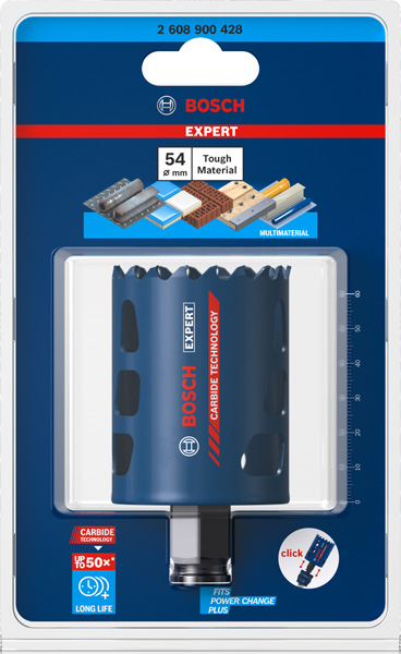 BOSCH EXPERT Tough Material Lochsäge, 54 x 60 mm. Für Dreh- und Schlagbohrer