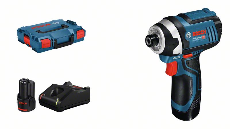 BOSCH Akku-Drehschlagschrauber GDR 12V-105, mit 2 x 2.0 Ah Li-Ion Akku, L-BOXX BOSCH Akku-Drehschlagschrauber GDR 12V-105, mit 2 x 2.0 Ah Li-Ion Akku, L-BOXX