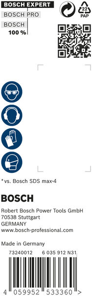 BOSCH EXPERT SDS max-8X Hammerbohrer, 16 x 400 x 540 mm, 5 Stück. Für Bohrhämmer