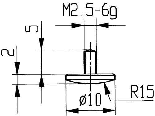 KÄFER Messeins.D.10mm gewölbt R.15 M2,5 STA z.Messuhren KÄFER