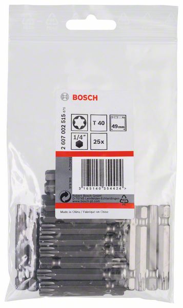 BOSCH Schrauberbit Extra-Hart T40, 49 mm, 25er-Pack