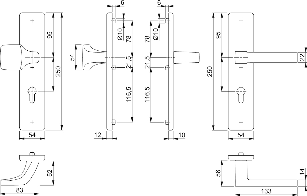 HOPPE® Schutz-Wechselgarnitur mit Langschild Austin 61G/2221/2210/1769, 10/92 mm, Aluminium