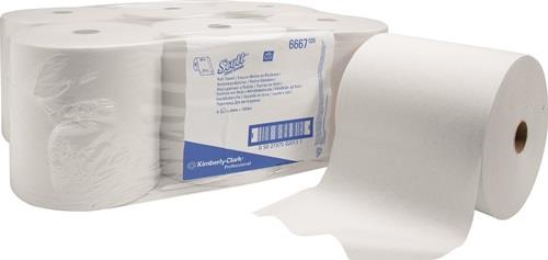 KIMBERLY-CLARK Rollenhandtuch SCOTT® 6667 1-lagig weiß L304ca.mxB200ca.mm KT=6 Rollen