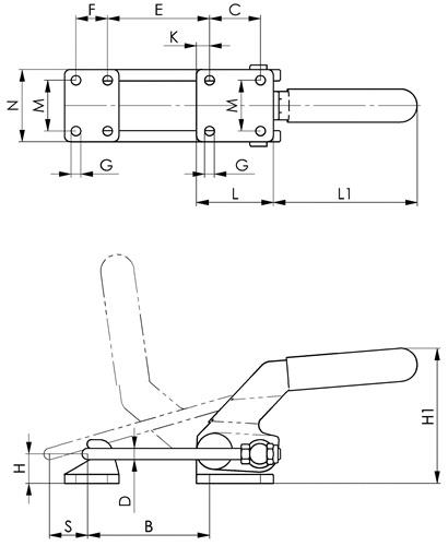 AMF Verschlussspanner Nr.6849PH Gr.4 horiz.schwer AMF