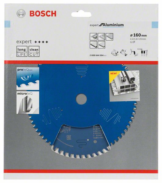 BOSCH Kreissägeblatt Expert for Aluminium, 160 x 20 x 2,2 mm, 52