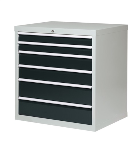 BEDRUNKA+HIRTH Schubladenschrank H1019xB980xT500mm lichtgrau/anthrazitgrau 6 Schubl.Vollauszug