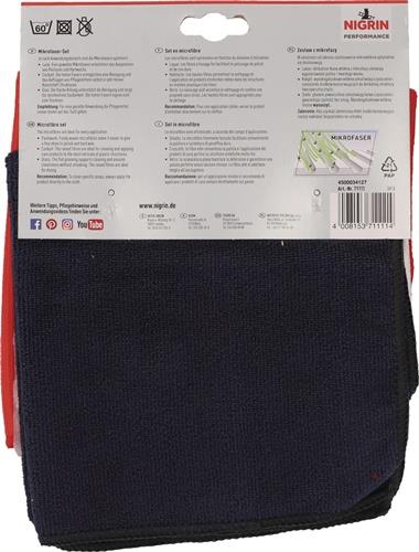 NIGRIN Mikrofasertuchset rot,weiß,schwarz NIGRIN