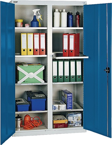 STUMPF Werkzeug-/Beistellschrank H1800xB1000xT500mm 8 BD lichtgrau enzianblau