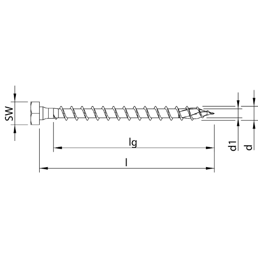 HECO TOPIX-plus 8,0 x 50, Kombisechskantkopf, Sechskantkopf + T-Drive, Vollgewinde, verzinkt blau, A3K