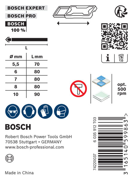 BOSCH Fliesenbohrer-Set CYL-9 Ceramic, 5-teilig, 5,5 - 10 mm
