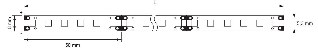 L&S LED Band Tudo 24V 8 mm 9,6W/m 120LED/m CW 6200 K 5 m 1,8m Zul.