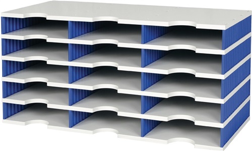 Nordwest Sortierablage Trio 24 Fächer H573xB723xT331mm Polystyrol grau/blau STYRO