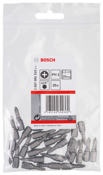 BOSCH Schrauberbit Extra-Hart PH 1, 25 mm, 25er-Pack