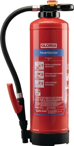 GLORIA Wasserfeuerlöscher 9kg aufladb.Brandkl.43 A m.Wandh.