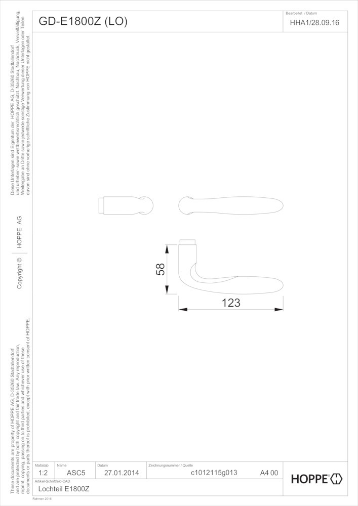 HOPPE® Drückerpaar Verona GD-E1800Z, Edelstahl, 3581795 HOPPE® Drückerpaar Verona GD-E1800Z, Edelstahl, 3581795