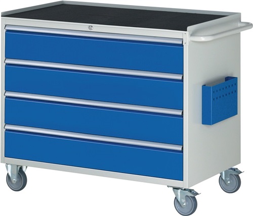 RAU Werkstattwagen Metallablage H975xB1145xT650mm lichtgrau/enzianblau 4 x 180mm