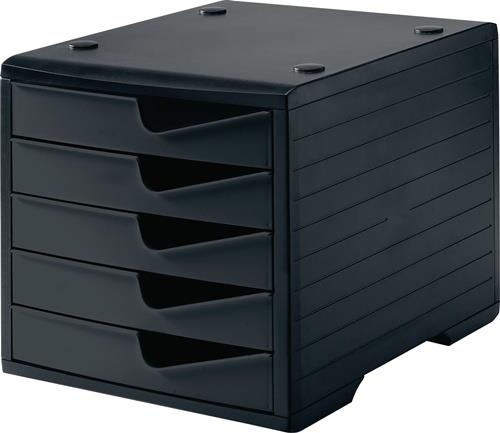 STYRO Ablagebox 5 Schubl.schwarz/schwarz Polystyrol H255xB270xT340mm STYRO