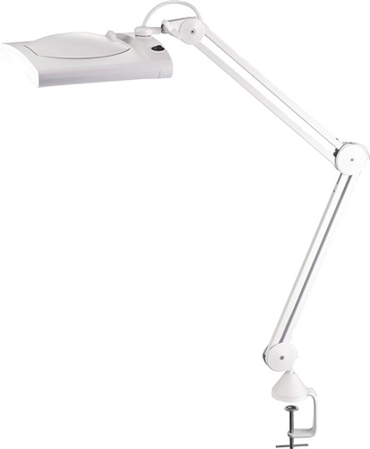Nordwest LED-Lupenleuchte Glaslinse 190,5mm (7,5″) Standfuß weiß Abdeck.,eckiger Kopf