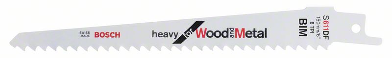 BOSCH Säbelsägeblatt S 611 DF, Heavy for Wood and Metal, 5er-Pack