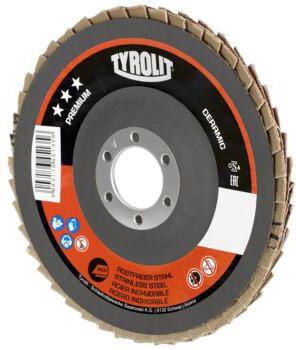 TYROLIT Fächerscheibe PREMIUM CERAMIC D.125mm K.60 ger.Rostfreier STA CA TYROLIT TYROLIT Fächerscheibe PREMIUM CERAMIC D.125mm K.60 ger.Rostfreier STA CA TYROLIT