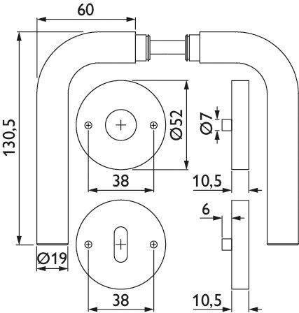 HERMAT Drückergarnitur mit Rosetten BASIC 03 1893.19/2036.ST, Edelstahl