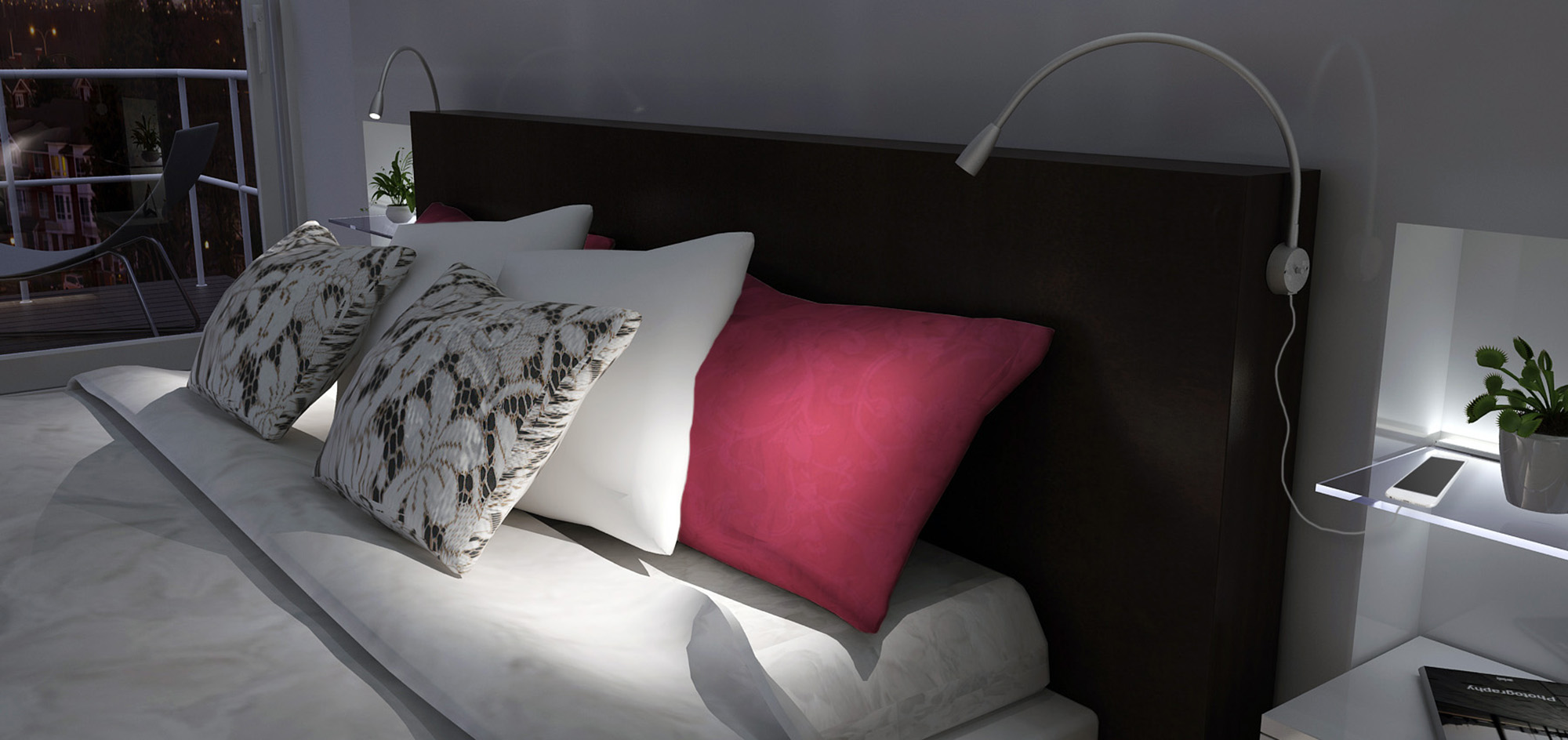 L&S 1er Set Bettanbauleuchte BU1 mit USB Charger und Steckernetzteil 12VDC 1,2W, WW, silber L&S 1er Set Bettanbauleuchte BU1 mit USB Charger und Steckernetzteil 12VDC 1,2W, WW, silber